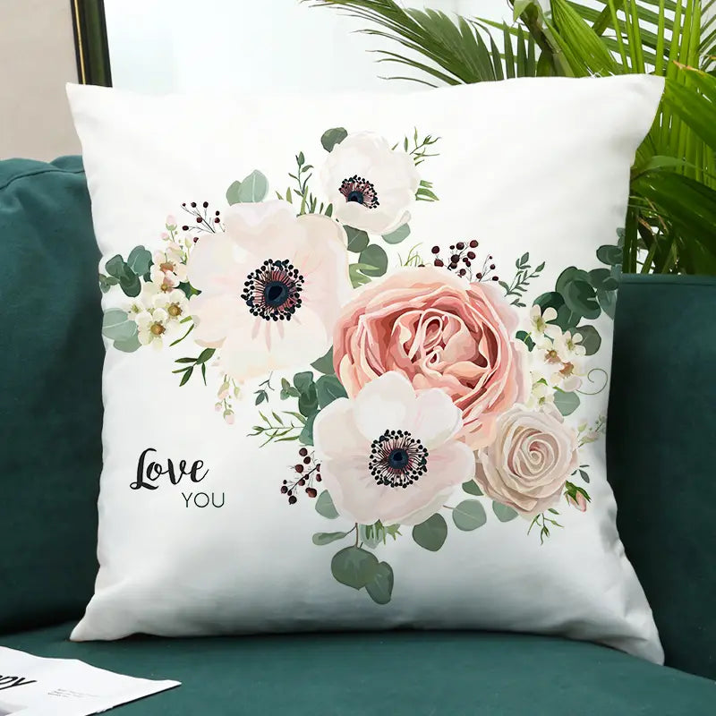 Beautiful Flower Pillow Cover – 18x18in Floral Decorative Cushion