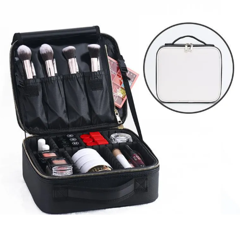Women's Beauty Storage Bag – Multi-Layer Leather Cosmetic Organizer