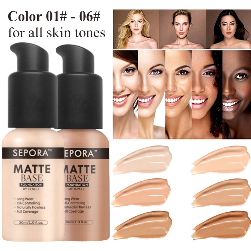 Matte Waterproof Liquid Foundation & Concealer – Full Coverage Face Makeup
