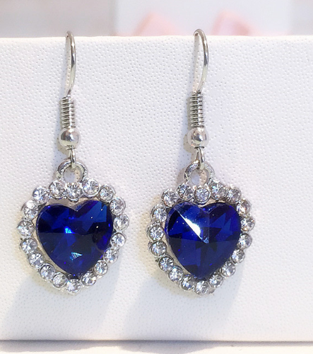 Ocean Heart Crystal Earrings for Women – Elegant Sparkling Statement Jewelry