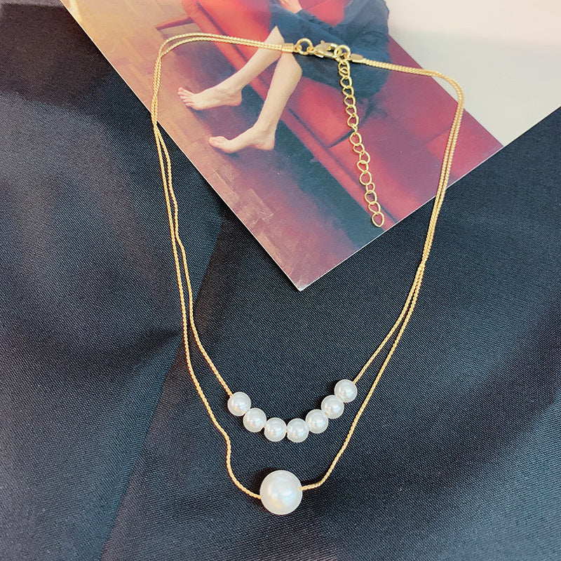 Korean Vintage Pearl Tassel Floral Bow Choker Necklace