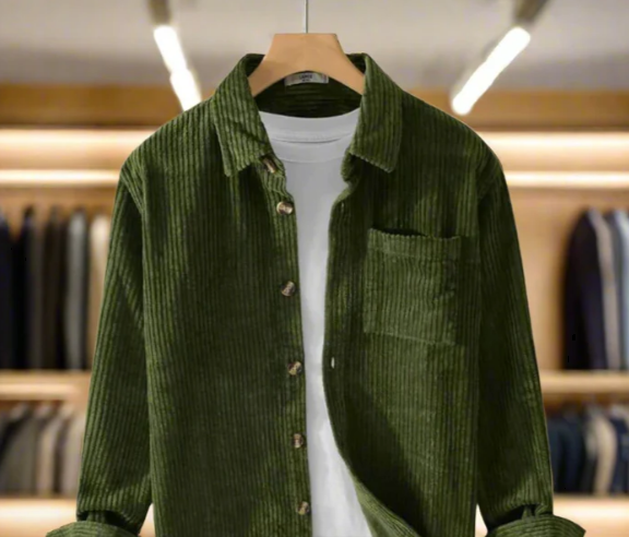 Men’s Corduroy Long Sleeve Shirt – Casual Button-Down Overshirt