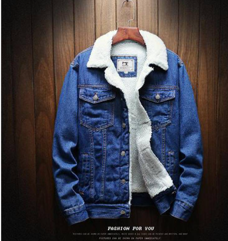 Men’s Thick Denim Jacket – Warm Cotton Coat – USA