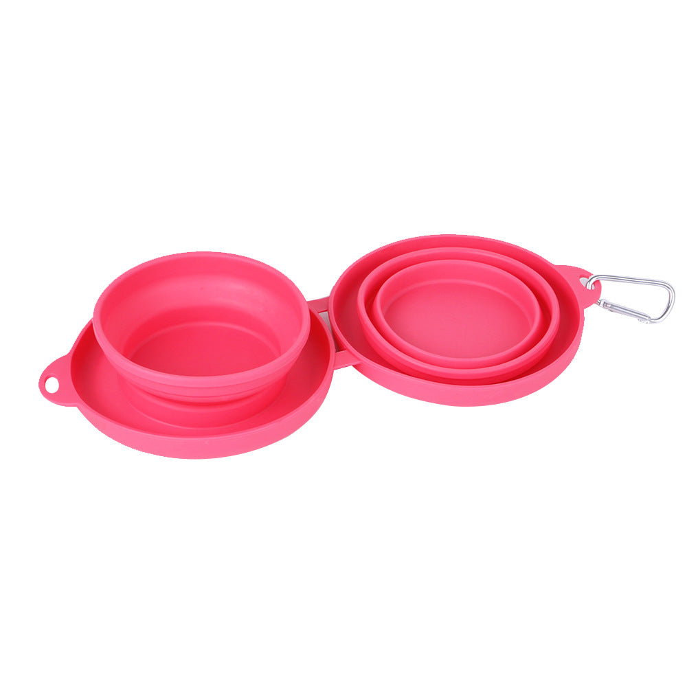 Foldable Double Pet Feeding Bowl – Portable Silicone Food & Water Bowls for Dogs & Cats