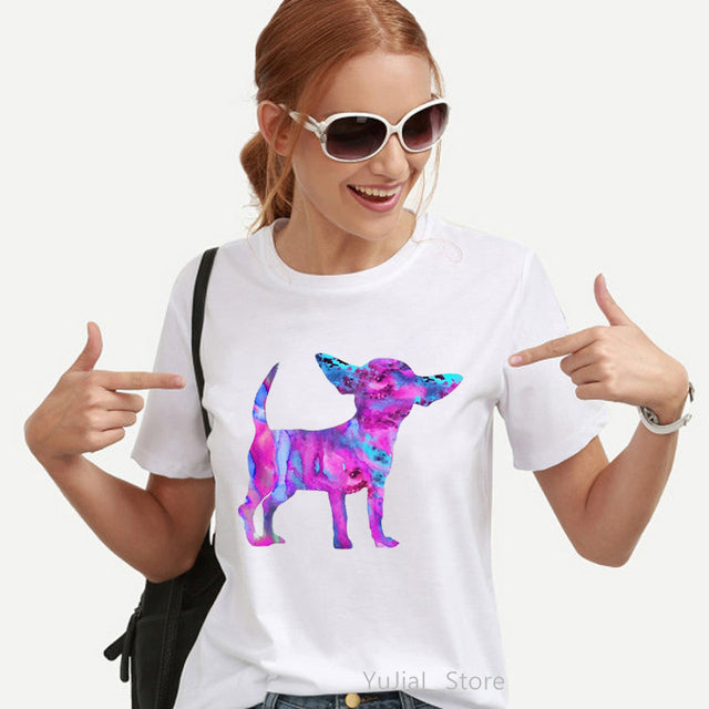 Watercolor Leopard Chihuahua Animal Print T-Shirt for Women
