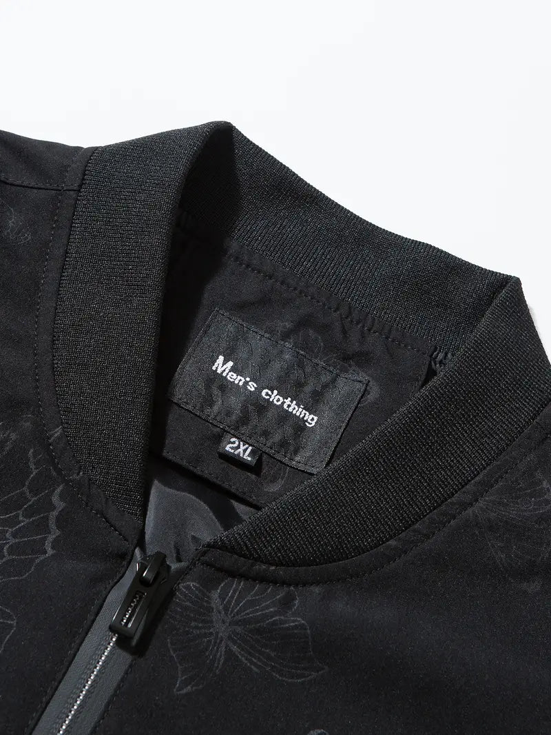 Men’s Oversized Butterfly Pattern Jacket – Plus Size Waterproof Casual Outerwear