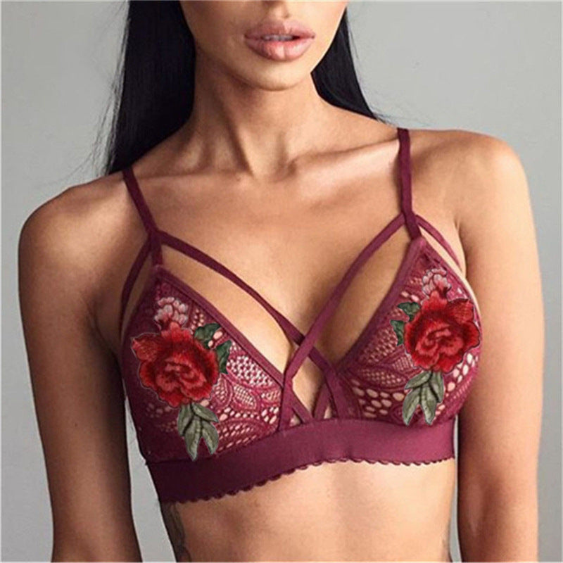 Women’s Lace Embroidered Cami Bra – Elegant Lightweight Lingerie Top