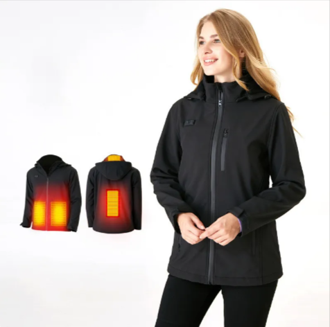 Unisex Heated Hooded Cardigan – Warm Velvet-Lined Winter Jacket with Heat Retention, Black, S–XXL