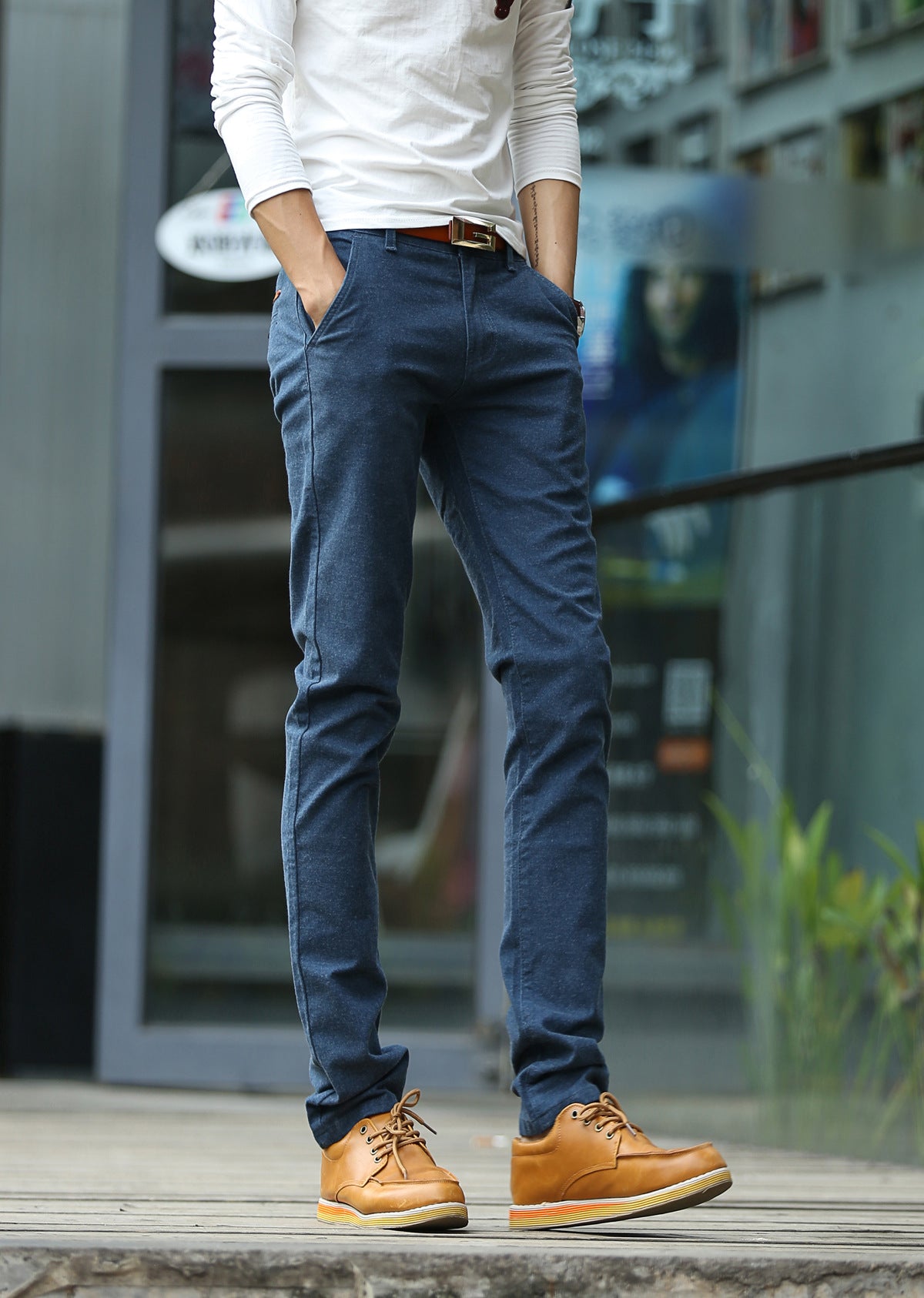 Men’s Thickened Fleece Slim Fit Trousers – Warm Winter Casual Pants