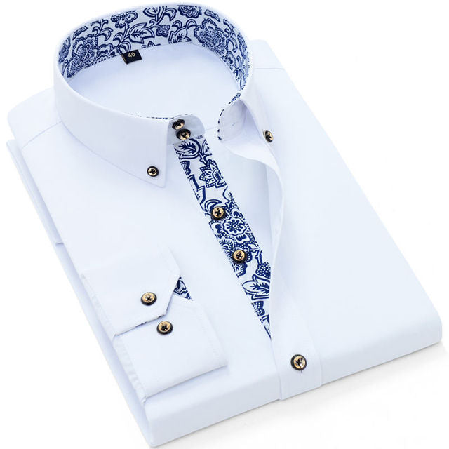 Men’s Korean Slim Fit Cotton Business Shirt – Smart Casual Long Sleeve Shirt, M–4XL