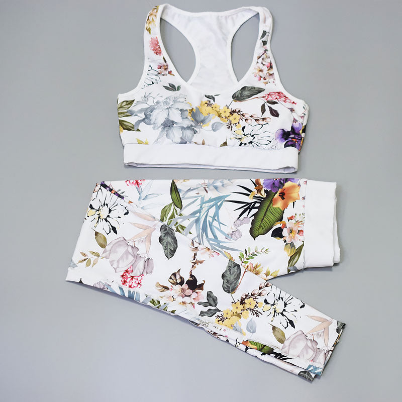 Women’s Floral Print Yoga Set – Sports Bra & High-Waist Leggings Workout Outfit