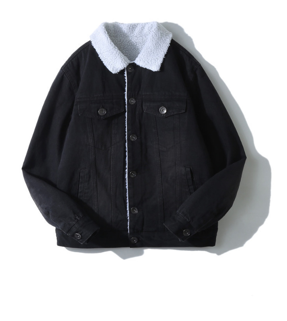 Men’s Thick Denim Jacket – Warm Cotton Coat – USA