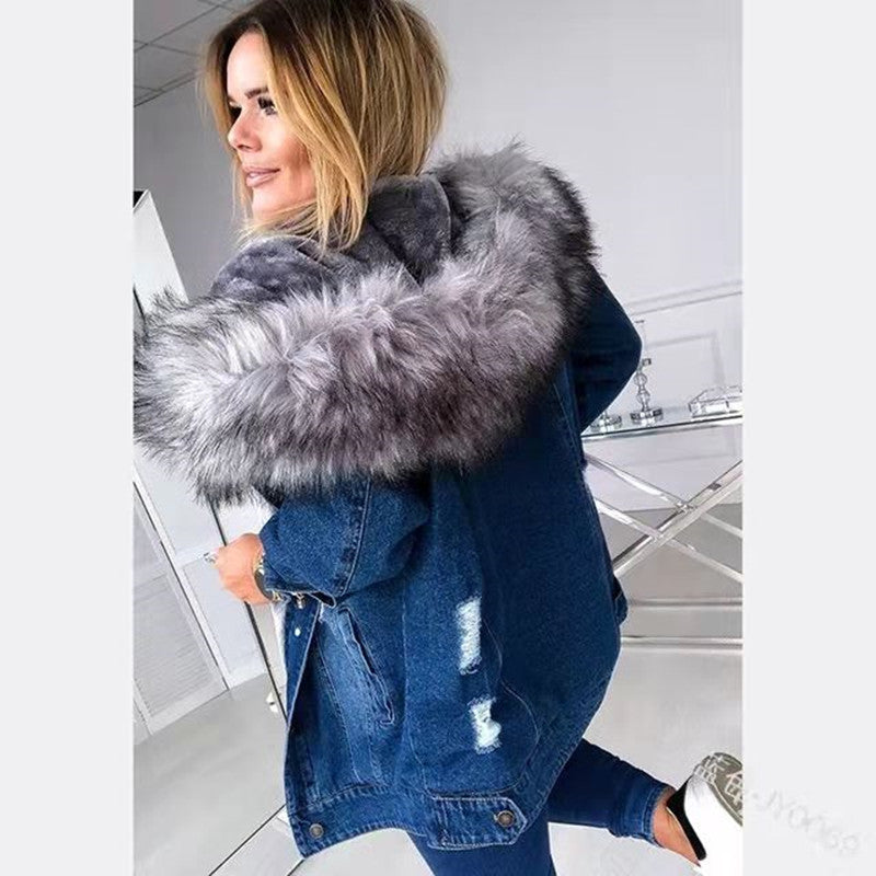Women’s Thickened Denim Jacket – Relaxed Streetwear Jean Jacket, 4 Colors, S–5XL