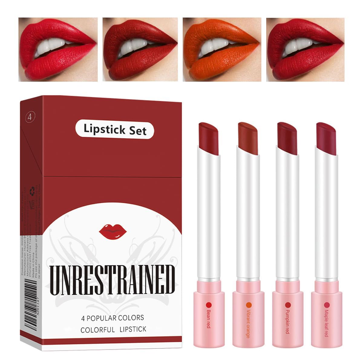 4 Colors Matte Lipstick Set – 24-Hour Long-Lasting Waterproof Lip Tint