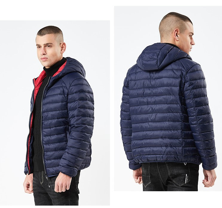 Men’s Winter Lightweight Hooded Cotton Jacket – Warm Casual Padded Coat, 3 Colors, S–3XL
