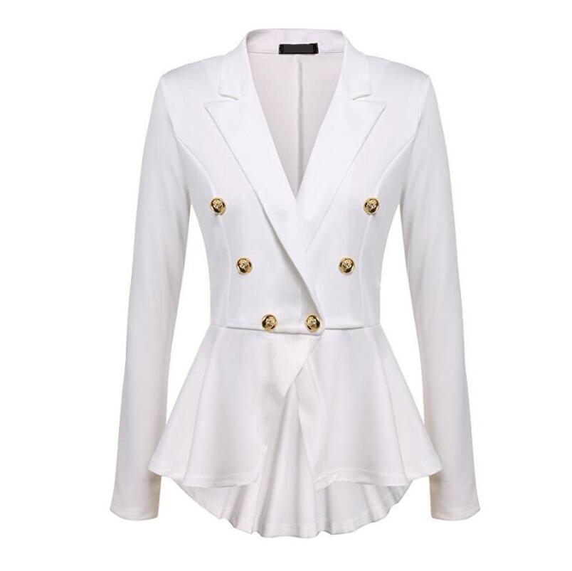 Women’s Double-Breasted Cotton Blazer – Slim-Fit Metal Button Long-Sleeve Jacket, S–XXL