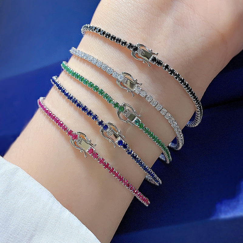 Women’s Sterling Silver Diamond Bracelet – Elegant 2mm & 3mm Crystal Jewelry