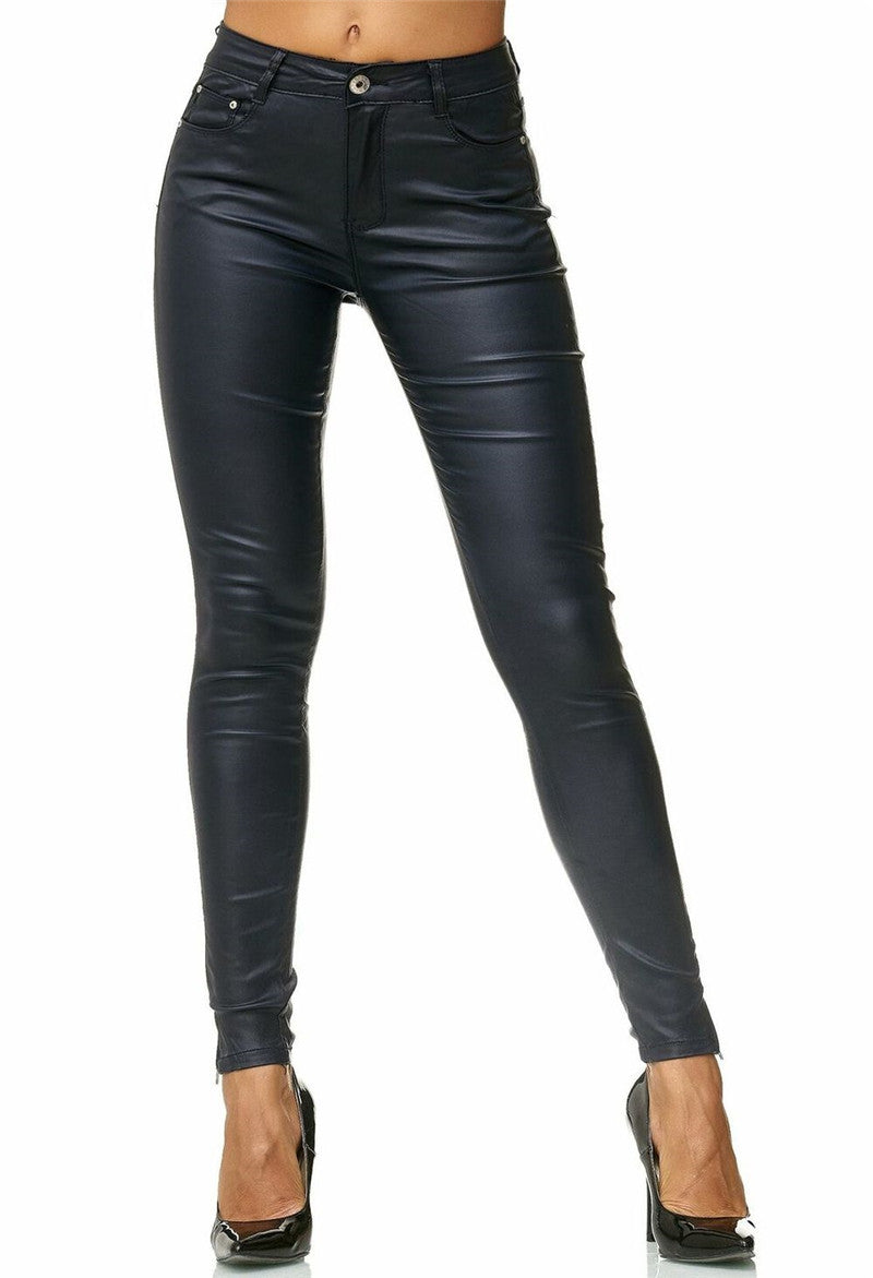 Faux Leather Pants for Women – Sleek Stretch Leatherette Trousers