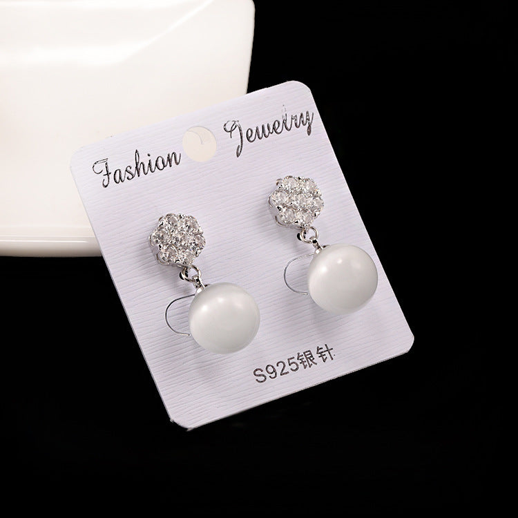 Elegant 925 Silver Pearl Drop Earrings – Korean-Inspired Fashion Jewelry