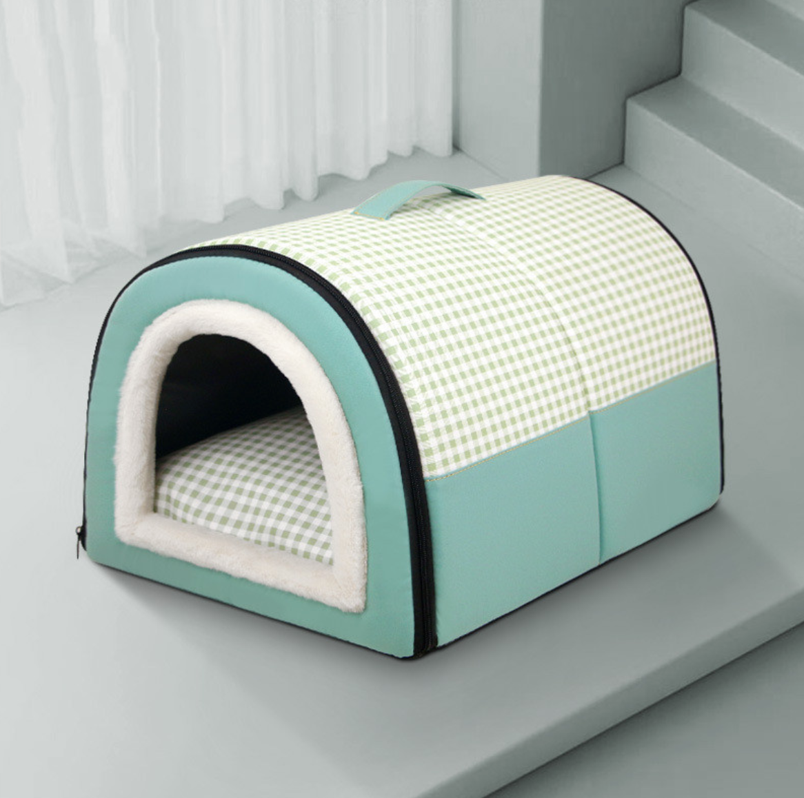 Winter Semi-Enclosed Pet Bed – Thick Warm Cozy Nest for Dogs & Cats