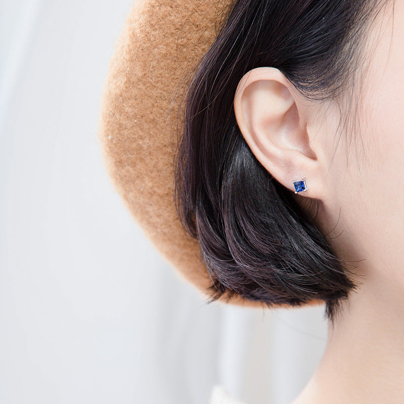 Blue Flower Stud Earrings – Elegant Floral Fashion Jewelry – USA