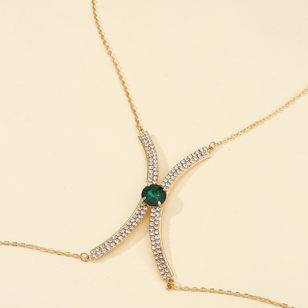 Women’s Rhinestone Metal Body Chain – Elegant Single-Loop Statement Jewelry