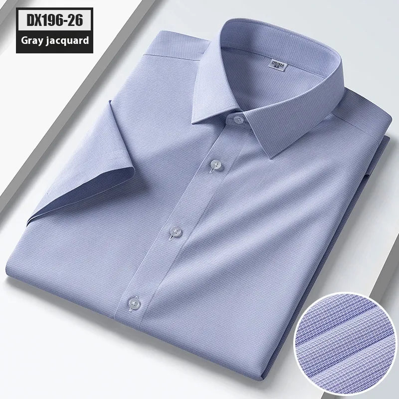 Men’s Silk Striped Short Sleeve Shirt – Lightweight Summer Casual Shirt
