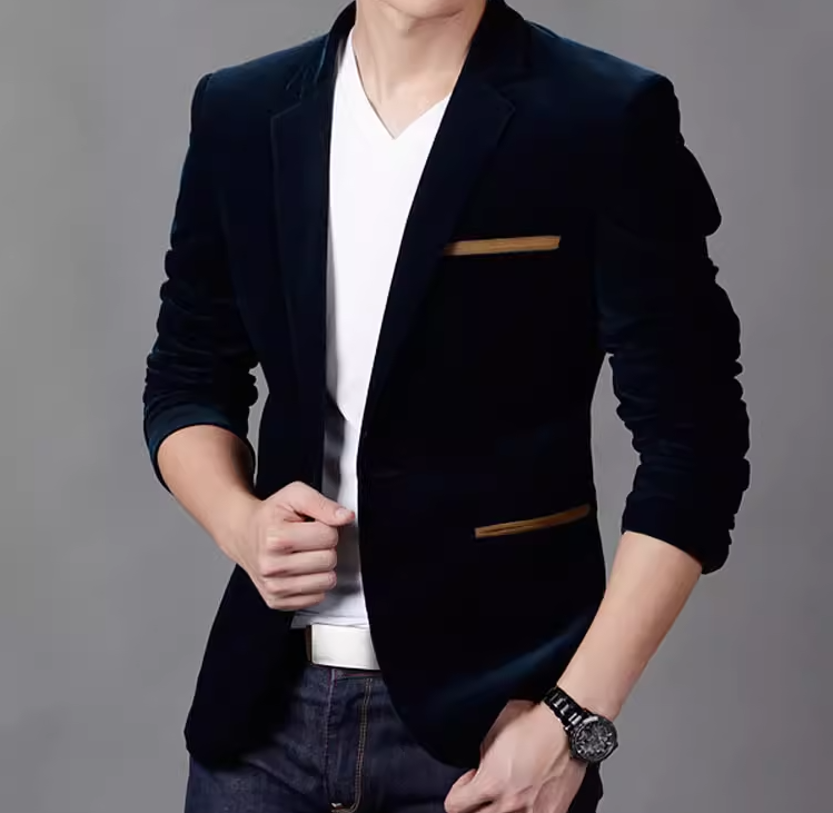 Men’s Cotton Corduroy Blazer – Korean Style Spring & Fall Casual Suit Jacket, M–4XL