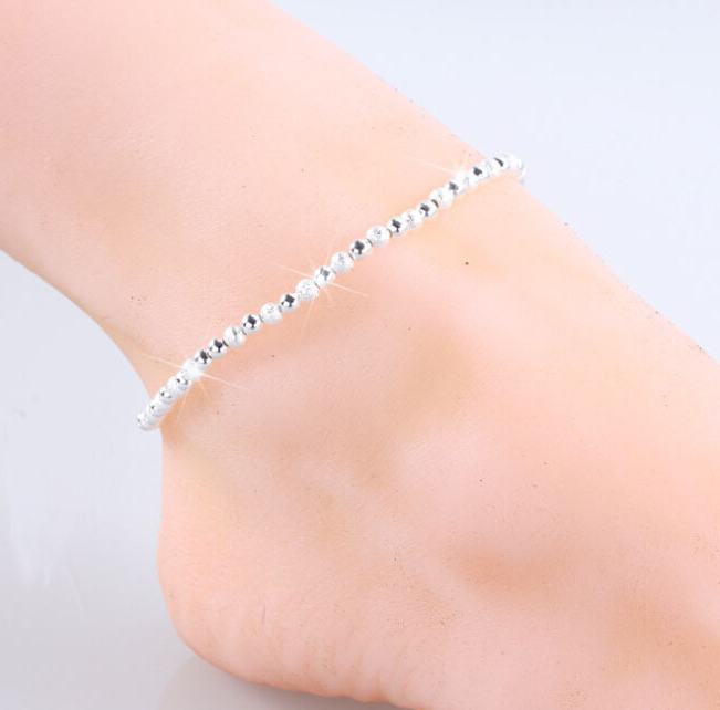 Silver Double Layer Star and Heart Charm Anklet