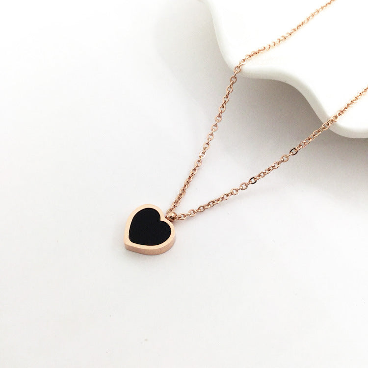 Women’s Rose Gold Heart Necklace – 18K Rose Gold-Plated Titanium Steel Clavicle Chain