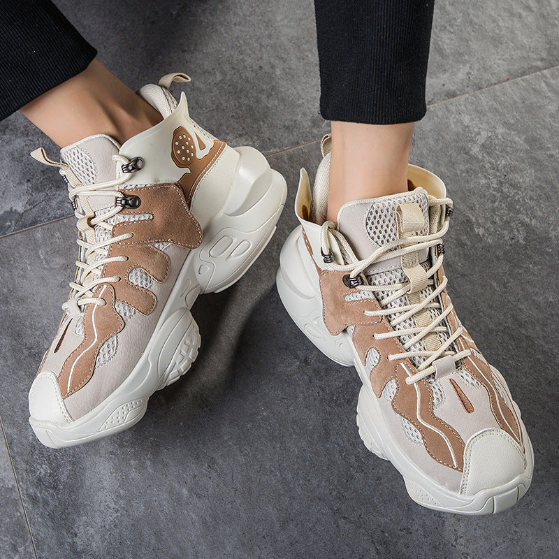 Color Block Sneakers for Men - Dad Shoes with Height Boost