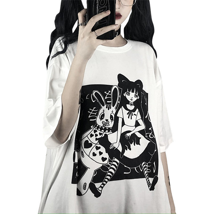 Japanese Retro Cartoon Short Sleeve T-Shirt for Women