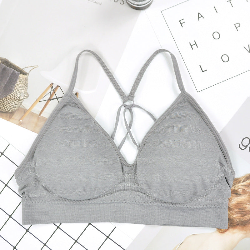 Women’s Striped Stitching Strappy Bra – Stylish Everyday Lingerie