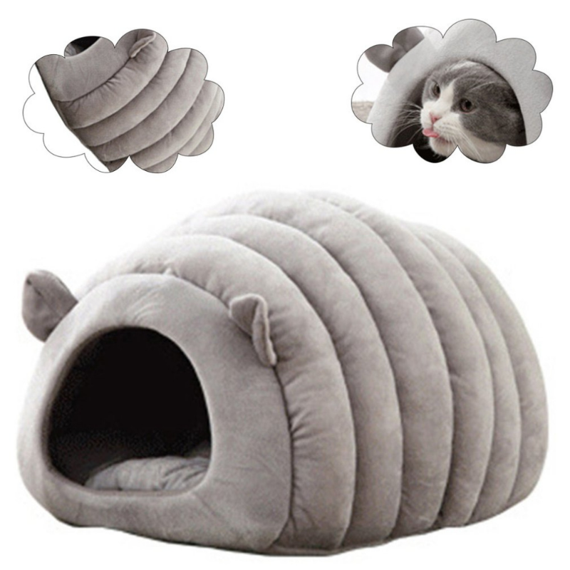 Warm Igloo Cat Cave Bed – Semi-Enclosed Cozy Sleeping Nest for Cats & Small Dogs