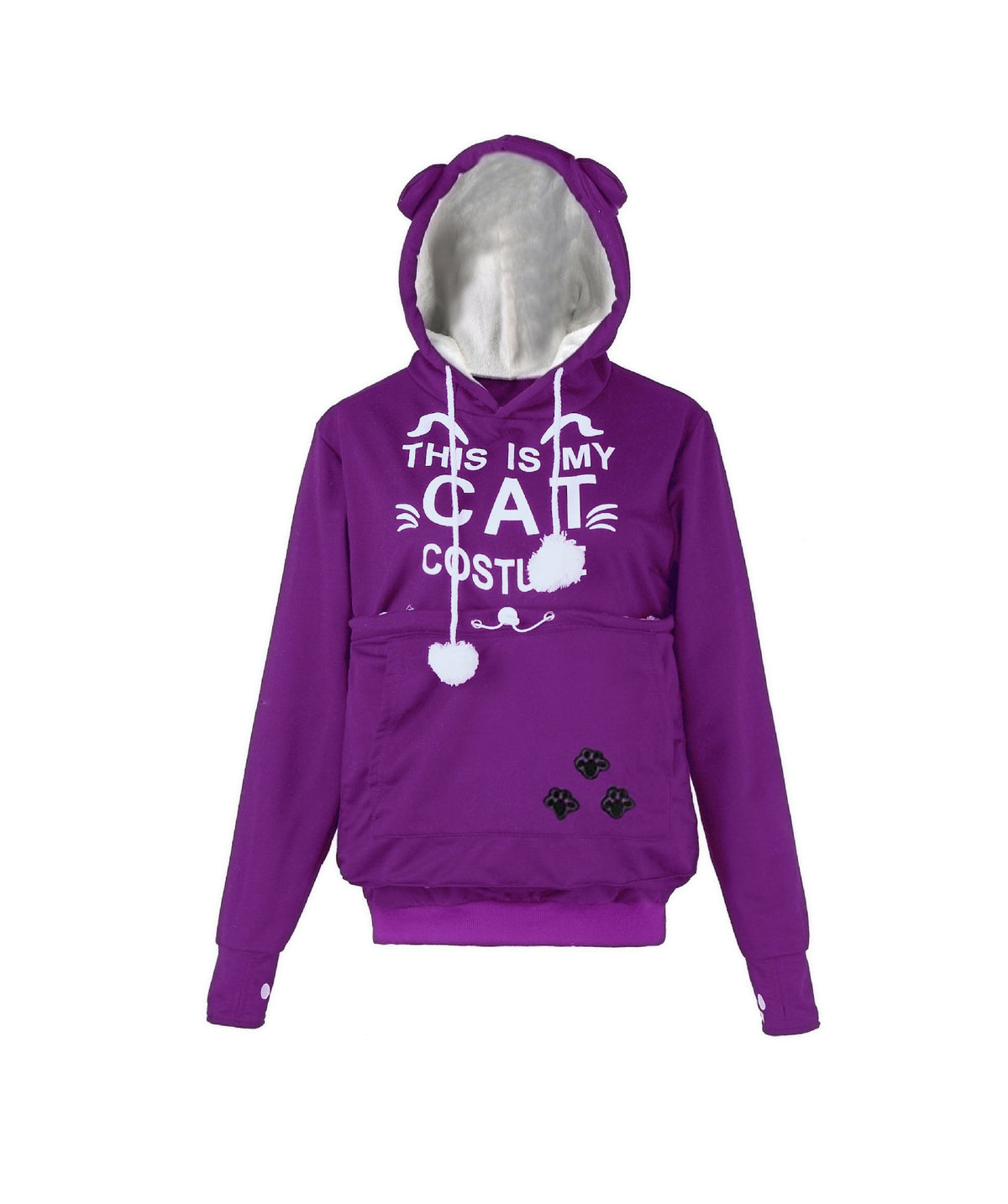 Women’s Alien Cat Printed Hooded Sweater – Cotton Blend Loose-Fit Graphic Pullover Hoodie, 12 Colors, S–4XL