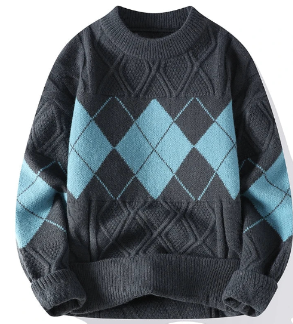 Men’s Colorful Knit Sweater – Unique Collar Design & Modern Casual Style – USA