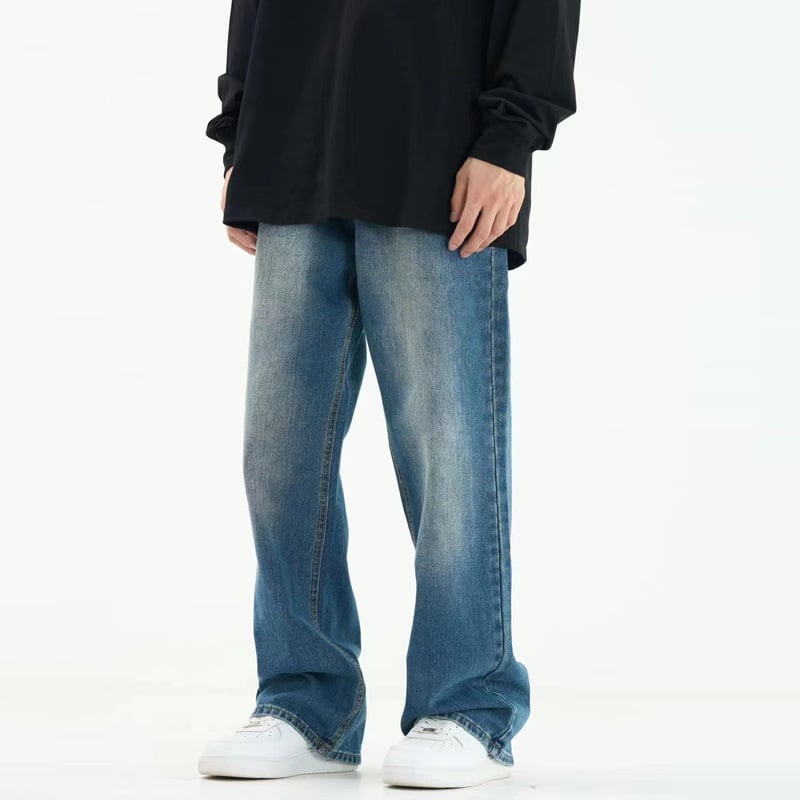 Loose Oversized Straight Washed Denim Jeans – Cotton Mid-Waist Relaxed Blue Jeans, M–2XL