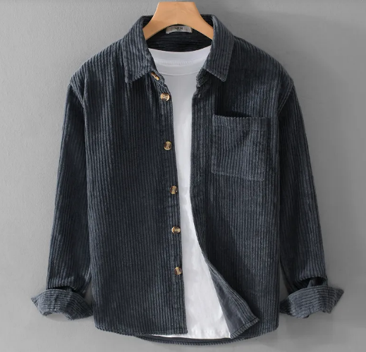 Men’s Corduroy Long Sleeve Shirt – Casual Button-Down Overshirt