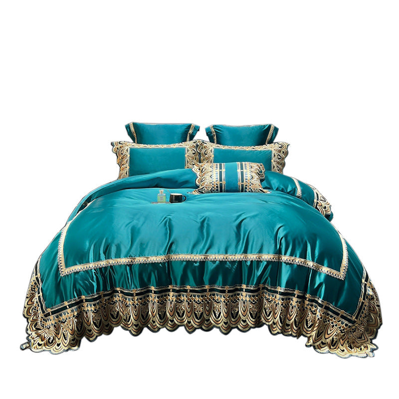 Luxury Belle Series Silk Cotton Bedding Set – 4-Piece Elegant Bed Set