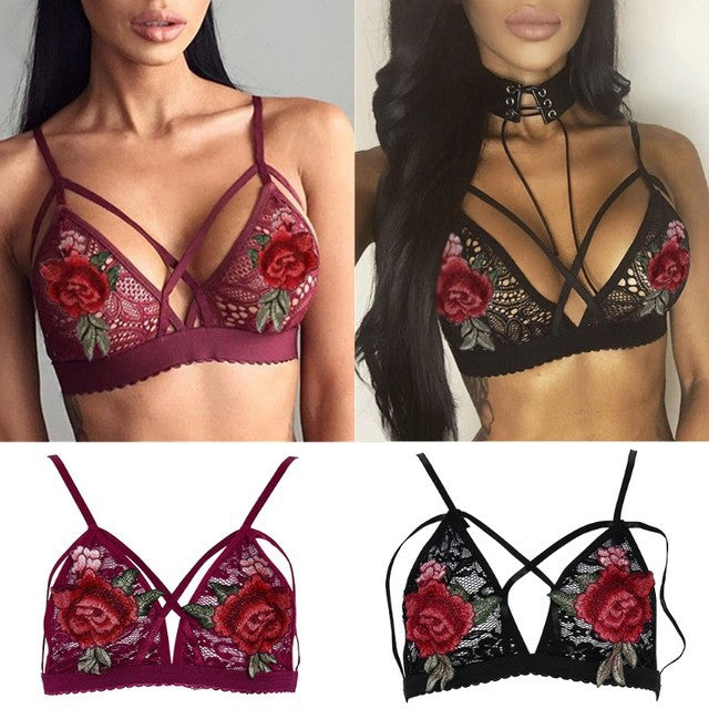 Women’s Lace Embroidered Cami Bra – Elegant Lightweight Lingerie Top