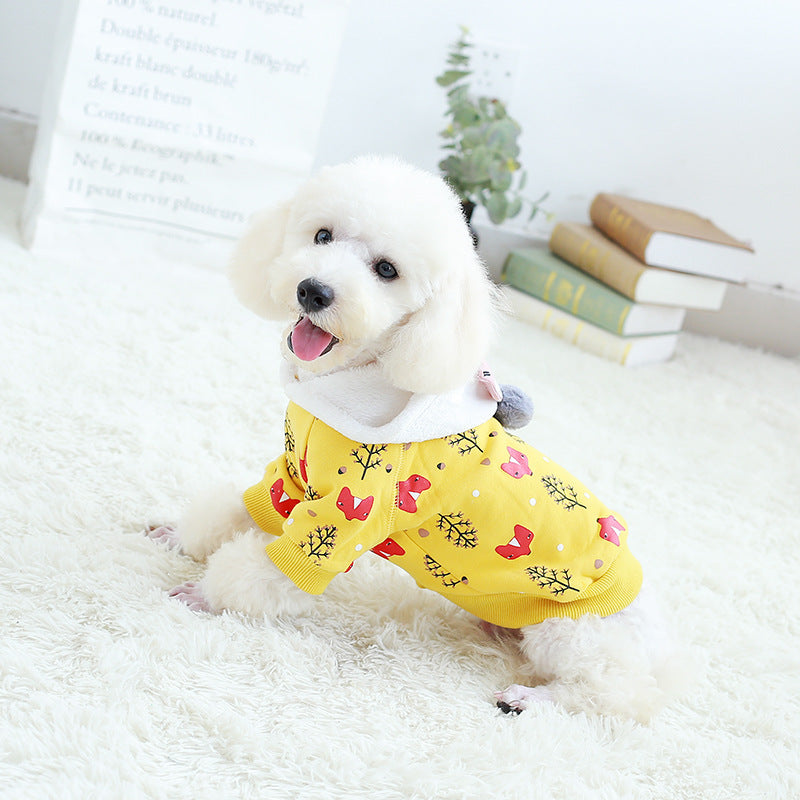Warm Fleece Dog Hoodie – Cotton Pet Clothing for Autumn & Winter