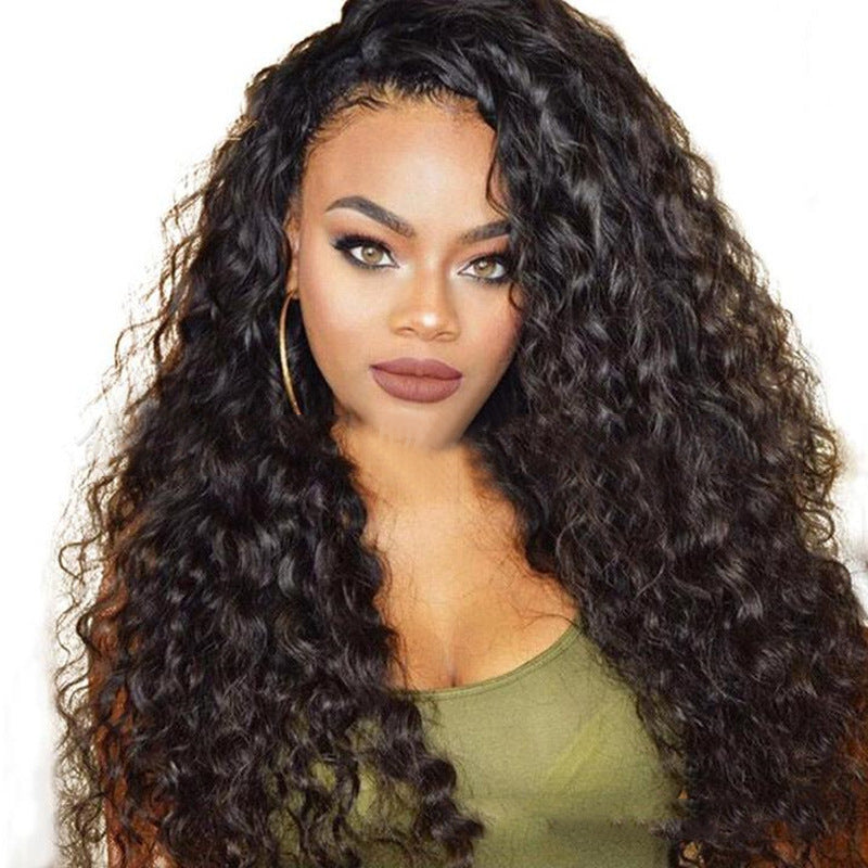 65cm Small Curly Long Wig for Women – Black Voluminous Curly Wig with Adjustable Fit