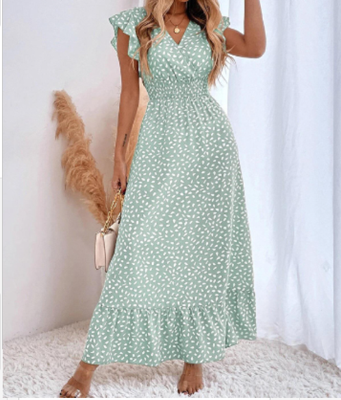 WOLFF Chiffon Summer Dress with Ruffle Hem for Women USA