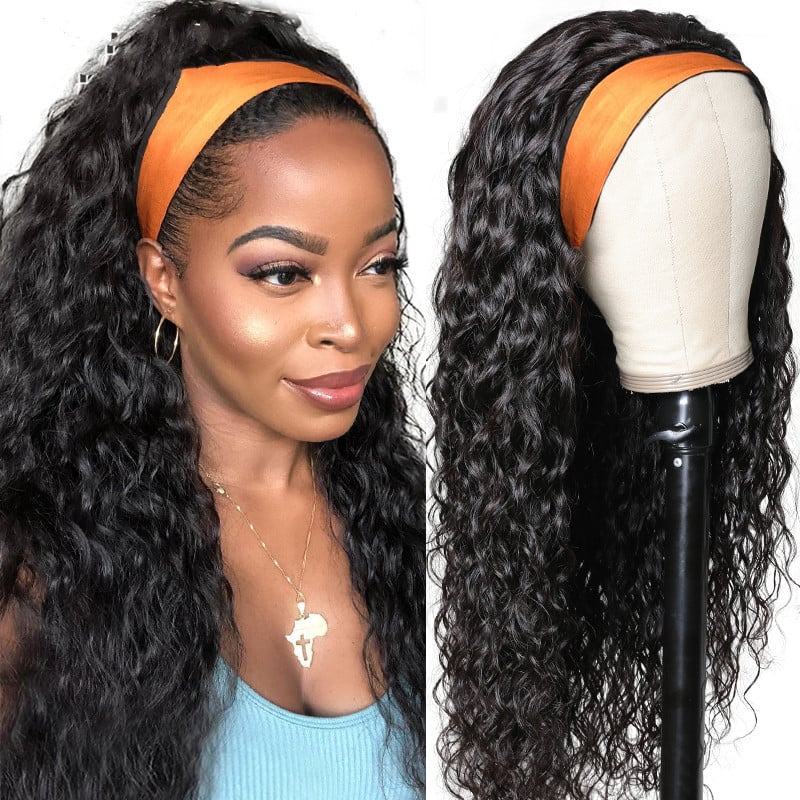 Fluffy Explosion Headscarf Wig for Women – Black Synthetic Wig, 14–24 Inch