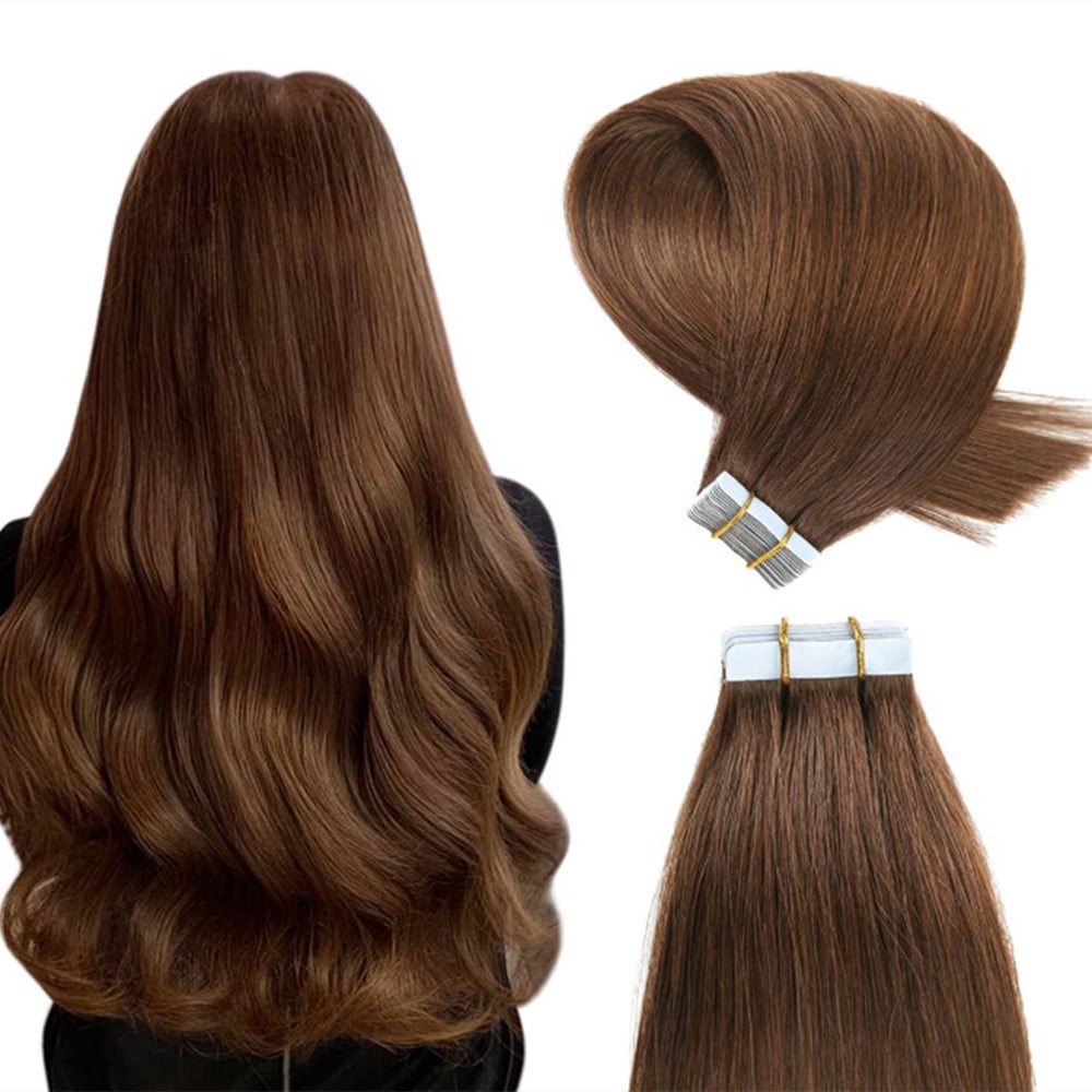 Invisible Real Hair Extensions for Women – Straight Seamless Hairpiece, 14–20 Inch