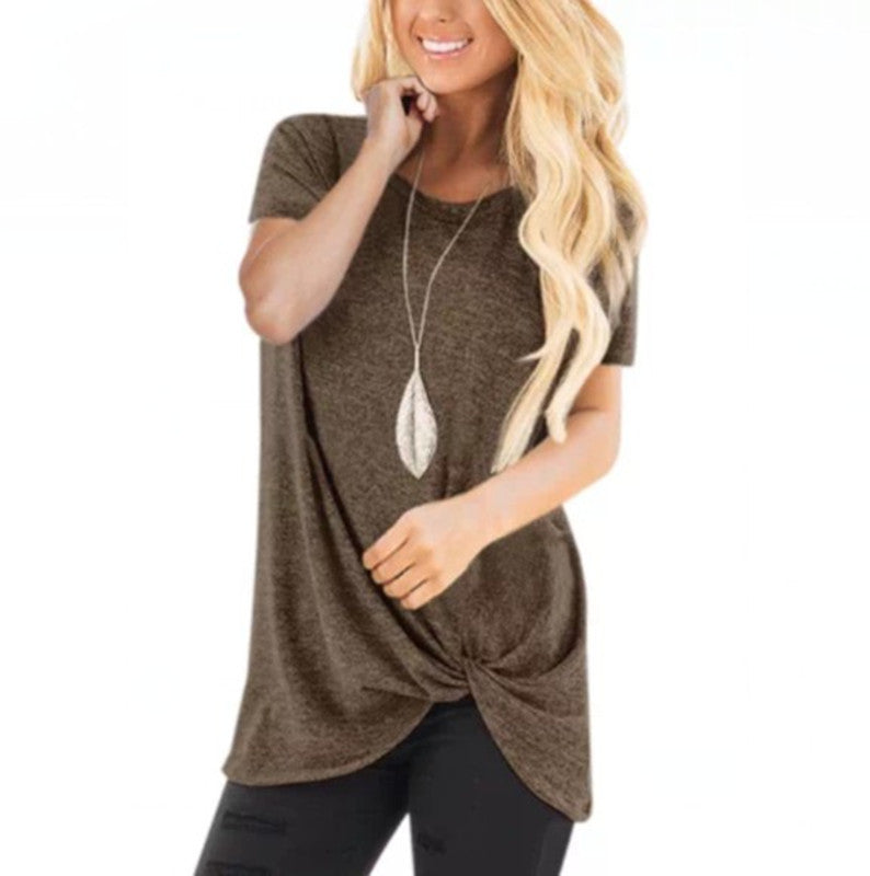 Knotted Short Sleeve T-Shirt for Women
