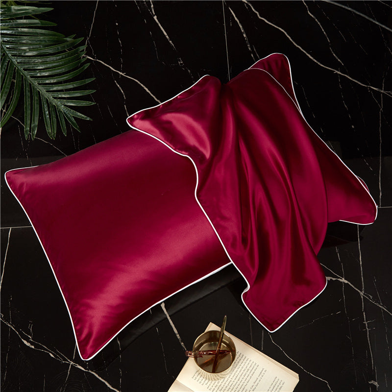 Single-Sided Solid Color Silk Satin Pillow Cover – Smooth Elegant Pillowcase