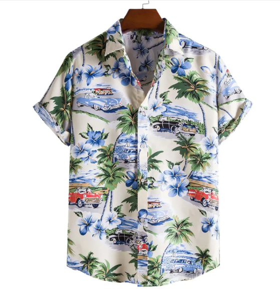 Men’s Aloha Pixel Hawaiian Shirt – 3D Digital Print Breathable Summer Shirt