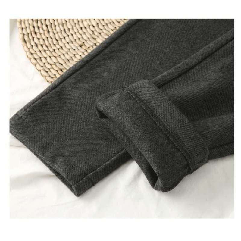 Women's Casual Woolen Trousers – Herringbone Straight-Leg Pants