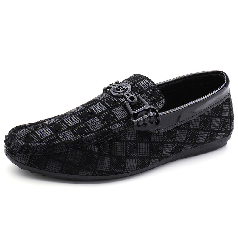 Men’s Checkered Slip-On Loafers – Casual Driving Shoes